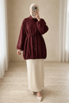 Eteği Lastikli Beli Bağcıklı Yarım Boğazlı Oysho Sweat -Bordo-Sweatshirt-307-0026-R04