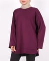 Eteği Oval Kesim Yırtmaçlı Oysho Sweat -Mürdüm-Sweatshirt-111-22050-R09
