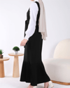 جيليه بحزام مع تنورة مطوية - أسود-Jile Elbise-111-61101-R01