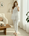 Eteği Pliseli Sıfır Kol Modal İçlik  -Beyaz-Bluz-338-40012-R02