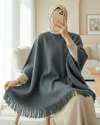 Eteği Püskül Detaylı Triko Panço  -Füme-Hırka-295-4501-R18
