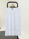 Bluz-Eteği Tül Detaylı Pliseli Penye İçlik -Beyaz-349-5032-R02