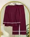 Eteği Ve Kolu Çizgili Triko Takım -Bordo-Takım-384-301-R04