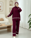 Eteği Ve Kolu Çizgili Triko Takım -Bordo-Takım-384-301-R04