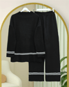 Eteği Ve Kolu Çizgili Triko Takım -Siyah-Takım-384-301-R01