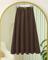 Etek Ucu Dikiş Detaylı Beli Lastikli Astarlı İthal Soft Gabardin Etek -Kahve-Etek-356-4465-R15