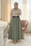 Etek Ucu Dikiş Detaylı Beli Lastikli Astarlı İthal Soft Gabardin Etek -Çağla Y.-Etek-356-4465-R70
