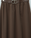 Etek Ucu Dikiş Detaylı Beli Lastikli Astarlı İthal Soft Gabardin Etek -Kahve-Etek-356-4465-R15