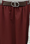Etek Ucu Dikiş Detaylı Beli Lastikli Astarlı İthal Soft Gabardin Etek  -Bordo-Etek-356-4465-R04