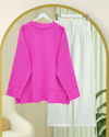 Etek Ucu ve Kol Manşeti Fitilli Yuvarlak Yaka Yırtmaçlı Triko Tunik -Pembe-Kazak-109-9785-R20