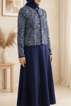 Etnik Desenli Top Düğmeli Scuba Takım -Laci-Takım-349-8010-R03