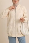 Fermuarlı Astarlı Taş Ve Boncuklu Tunik -Bej-Tunik-144-2000-R56