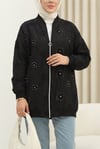 Fermuarlı Astarlı Taş Ve Boncuklu Tunik -Siyah-Tunik-144-2000-R01