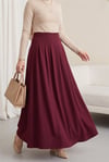 Fermuarlı Cepli Pliseli Krep Etek -Bordo-Etek-386-62120-R04