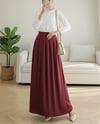 Etek-Fermuarlı Cepli Pliseli Krep Etek -Bordo-386-62120-R04