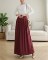 Etek-Fermuarlı Cepli Pliseli Krep Etek -Bordo-386-62120-R04