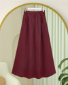 Etek-Fermuarlı Cepli Pliseli Krep Etek -Bordo-386-62120-R04