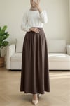 Fermuarlı Cepli Pliseli Krep Etek -K. Kahve-Etek-386-62120-R54