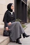 Fermuarlı Kaşe Çan Etek     -Koyu Gri