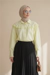 Gömlek-Fırfır Detaylı Düğmeli Kısa Gömlek -Sarı-432-25195-R22