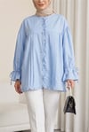 Fırfır Detaylı Kolu Bağcıklı Taş Düğmeli Cupra Tunik -Bebe Mavi-Tunik-307-0093-R32