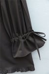 Fırfır Detaylı Kolu Bağcıklı Taş Düğmeli Cupra Tunik -Koyu Kahverengi-Tunik-307-0093-R54
