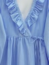 Fırfırlı Önü Bağcıklı Kolu Lastikli Kimono  -Mavi-Gömlek-398-1031-R31