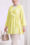 Fırfırlı Önü Bağcıklı Kolu Lastikli Kimono  -Sarı-Gömlek-398-1031-R22