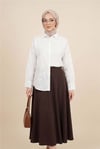 Fistolu Oval Kesim Düğmeli Vual Gömlek -Beyaz-Gömlek-364-5206-R02