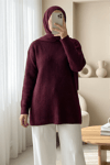 Fitilli Uzun Triko Kazak -Bordo-Kazak-295-1320-R04