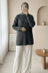 Fitilli Uzun Triko Kazak -Füme-Kazak-295-1320-R18