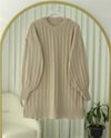 Fitilli Yırtmaçlı Yumoş Triko Tunik -Açık Vizon-Kazak-295-6026-R51
