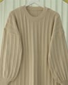 Fitilli Yırtmaçlı Yumoş Triko Tunik -Açık Vizon-Kazak-295-6026-R51