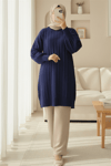 Fitilli Yırtmaçlı Yumoş Triko Tunik -Laci-Kazak-295-6026-R03
