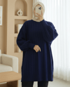 Fitilli Yırtmaçlı Yumoş Triko Tunik -Laci-Kazak-295-6026-R03