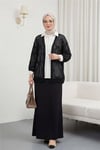 Fiyonk Desenli Ajurlu Triko Hırka -Siyah-Hırka-109-0907-R01