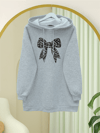 Fiyonk Detaylı Kapşonlu Penye Sweat  -Açık Gri-Sweatshirt-349-5286-R41