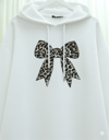 Fiyonk Detaylı Kapşonlu Penye Sweat -Beyaz-Sweatshirt-349-5286-R02
