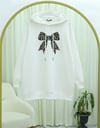 Fiyonk Detaylı Kapşonlu Penye Sweat -Beyaz-Sweatshirt-349-5286-R02