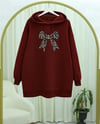 Fiyonk Detaylı Kapşonlu Penye Sweat -Bordo-Sweatshirt-349-5286-R04