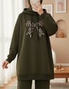 Fiyonk Detaylı Kapşonlu Penye Sweat -Haki-Sweatshirt-349-5286-R05