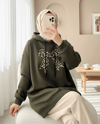 Fiyonk Detaylı Kapşonlu Penye Sweat -Haki-Sweatshirt-349-5286-R05