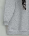 Fularlı Leopar Armalı 3 İplik Sweat -Açık Gri-Sweatshirt-349-5288-R41