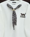 Fularlı Leopar Armalı 3 İplik Sweat -Beyaz-Sweatshirt-349-5288-R02