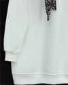 Fularlı Leopar Armalı 3 İplik Sweat -Beyaz-Sweatshirt-349-5288-R02