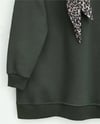 Fularlı Leopar Armalı 3 İplik Sweat -Haki-Sweatshirt-349-5288-R05