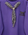 Fularlı Leopar Armalı 3 İplik Sweat  -Mor-Sweatshirt-349-5288-R34