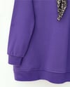 Fularlı Leopar Armalı 3 İplik Sweat  -Mor-Sweatshirt-349-5288-R34