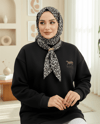 Fularlı Leopar Armalı 3 İplik Sweat -Siyah-Sweatshirt-349-5288-R01