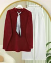 Fularlı Yumoş Triko Kazak  -Bordo-Kazak-109-0944-R04